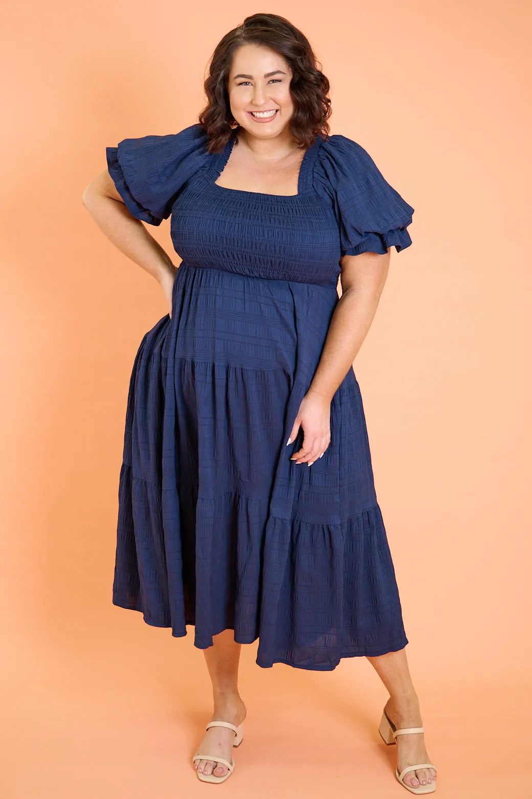 Farrah Midi Dress Navy