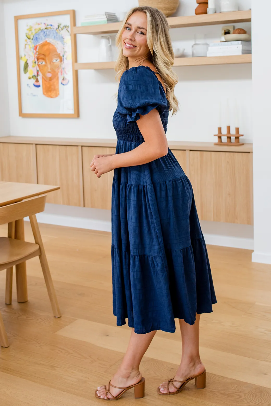 Farrah Midi Dress Navy