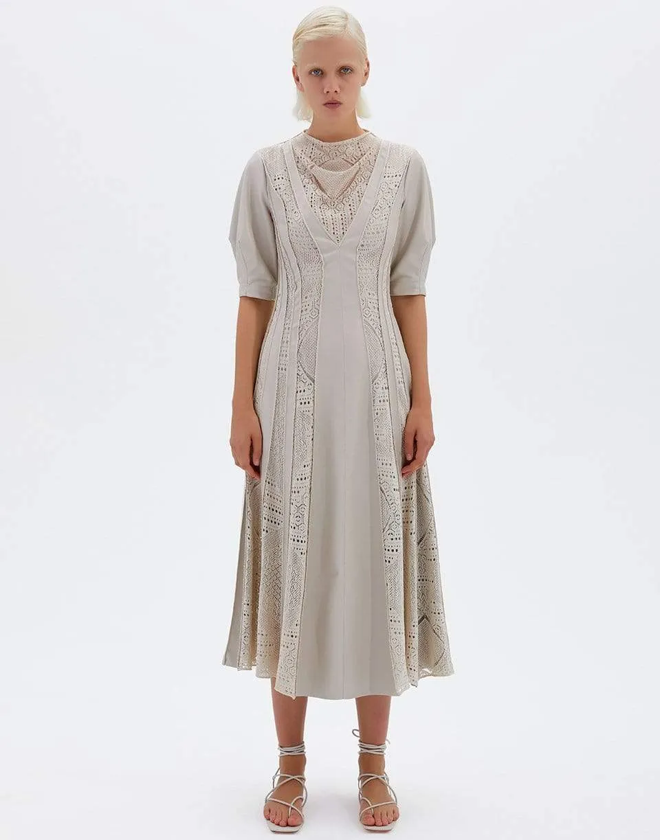 Fay Vegan Leather Knit Midi Dress