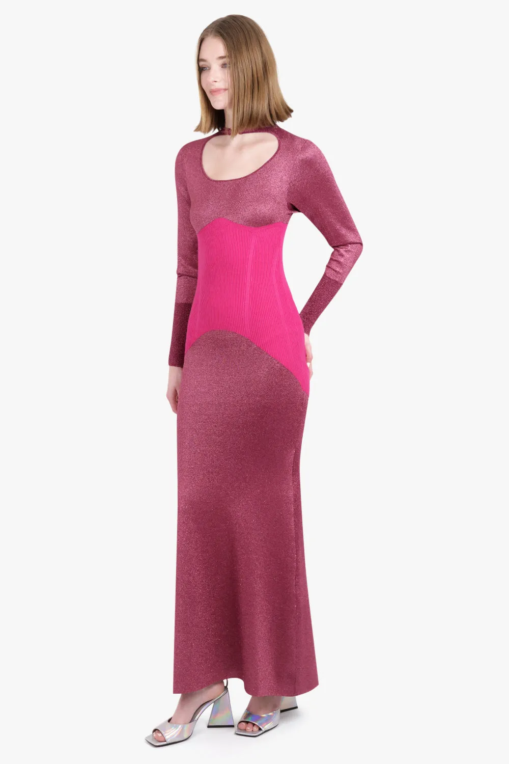 FINE RIB MIDI DRESS | FUSCHIA