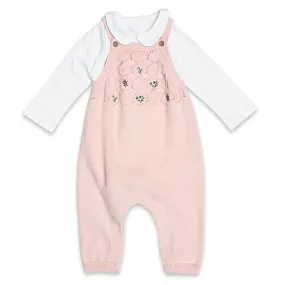 Floral Pointelle Knit Overall Set