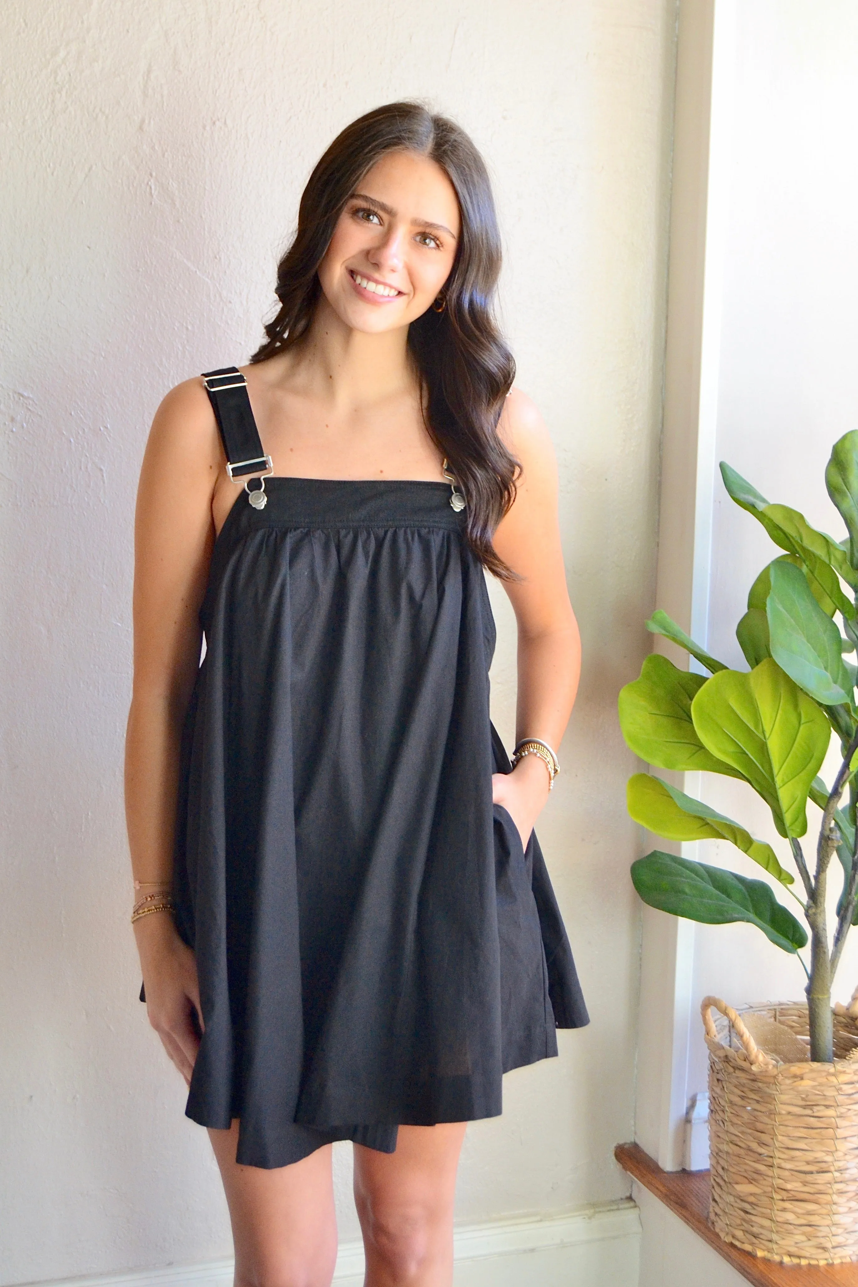 Flowy overall mini dress