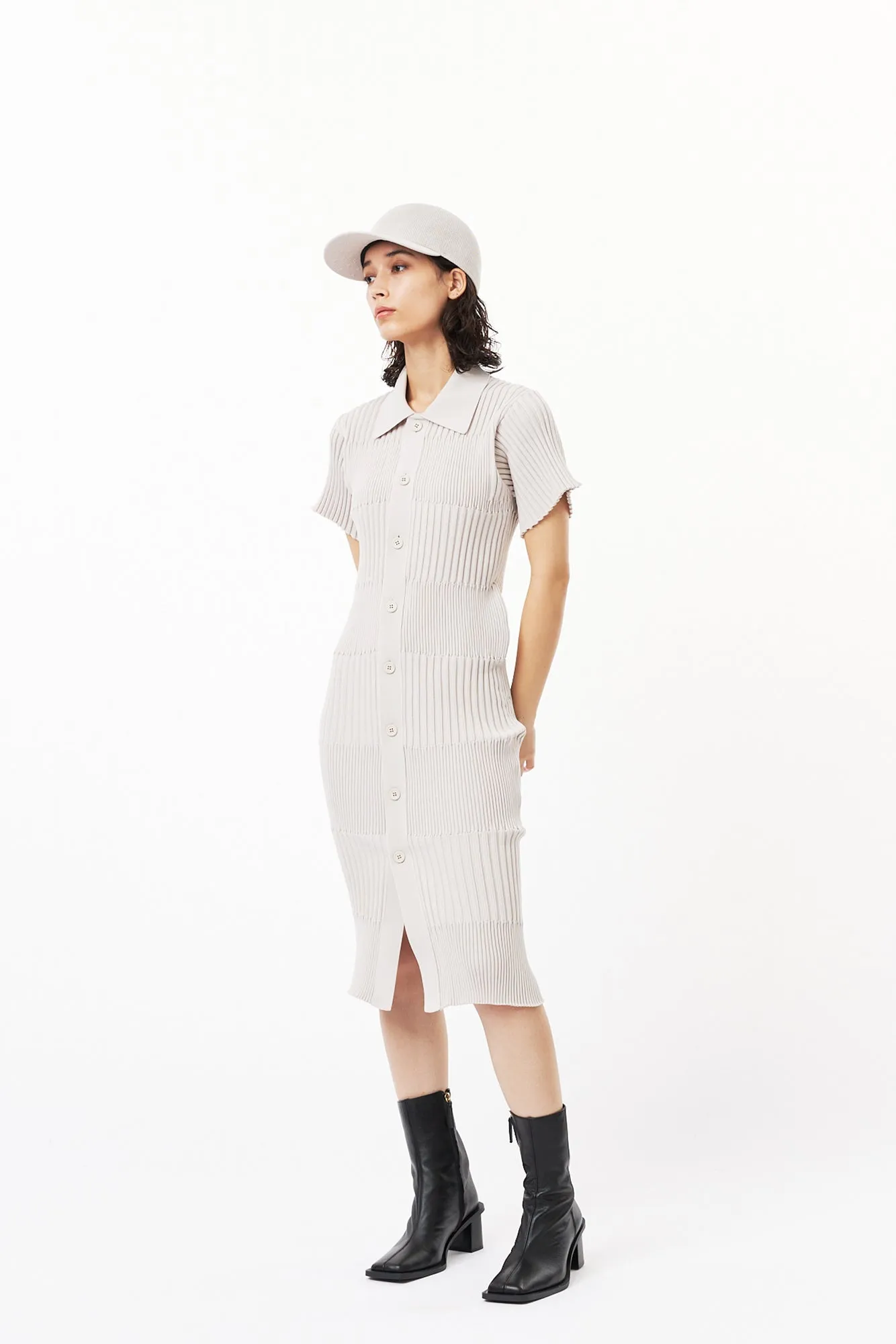FLUTED SHORT SLEEVE SHIRT DRESS