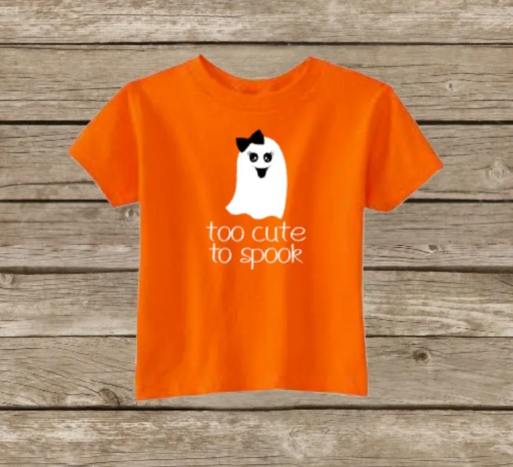 Girls Halloween Shirt, Ghost Too Cute To Spook