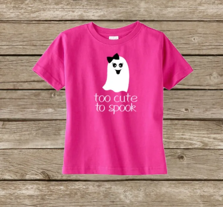 Girls Halloween Shirt, Ghost Too Cute To Spook