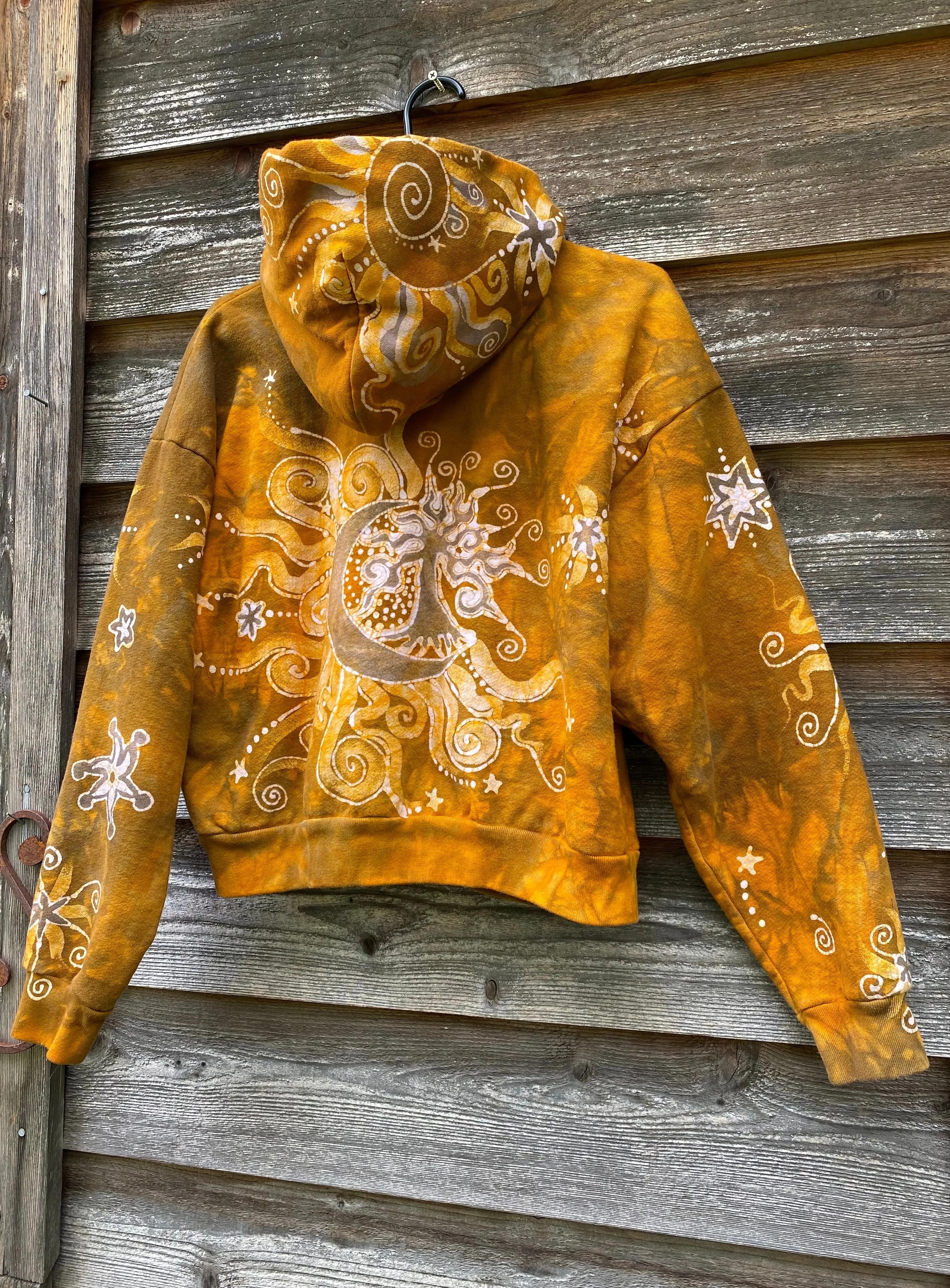 Golden Tree and Moon Handmade Batik Hoodie
