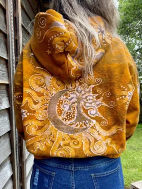 Golden Tree and Moon Handmade Batik Hoodie