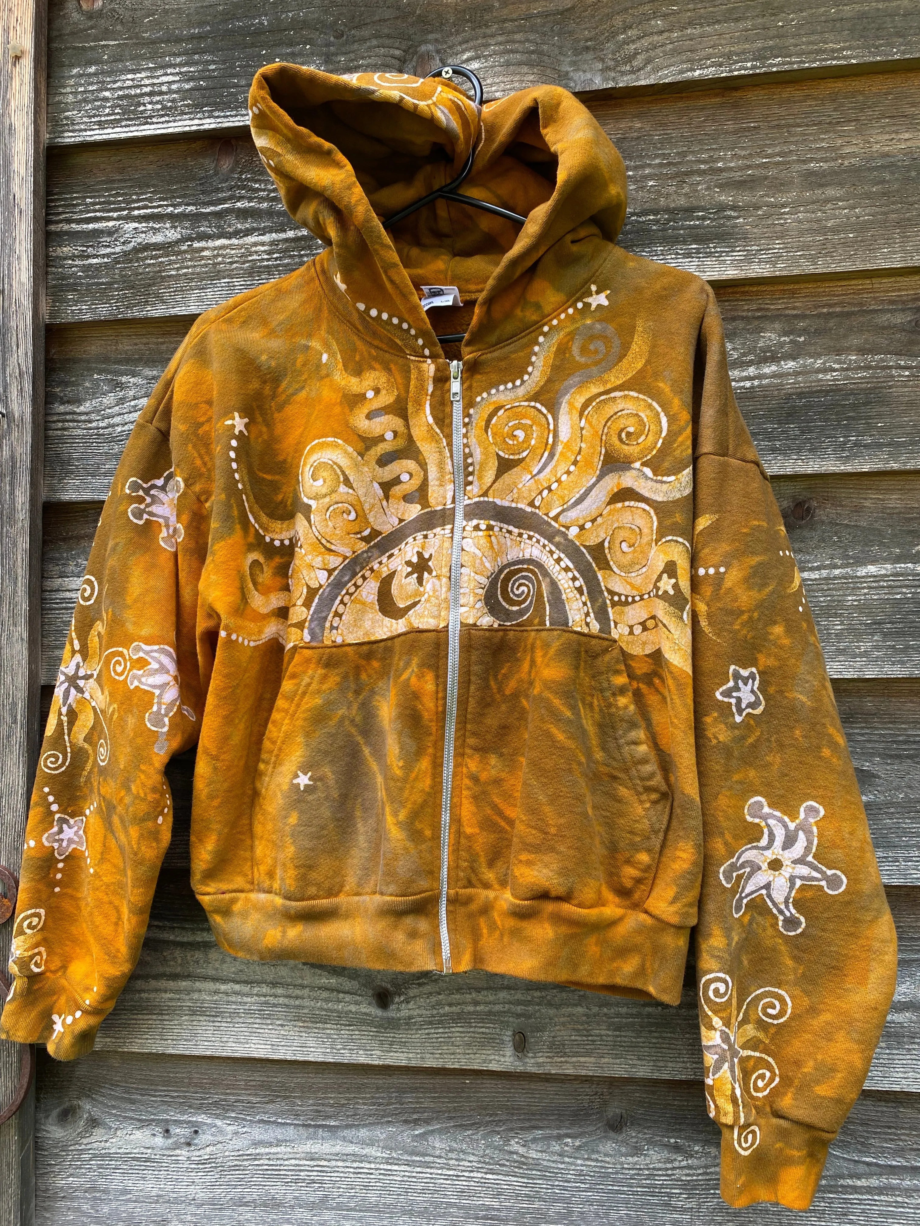 Golden Tree and Moon Handmade Batik Hoodie