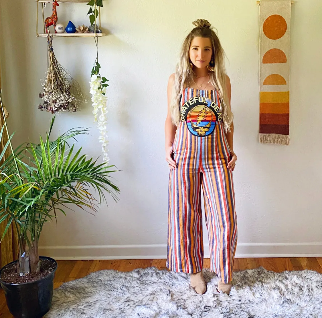 Grateful Dead Striped Overall Style Jumpsuit