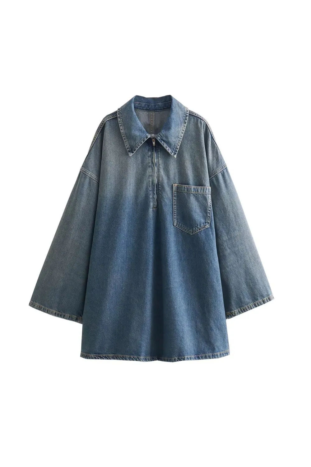 'Hazel' Loose-fitting Denim Shirt Dress