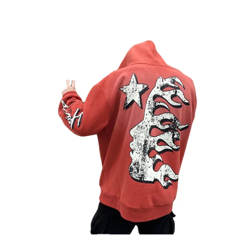 Hellstar Hoodie Retro Distressed Graffiti Fleece-lined