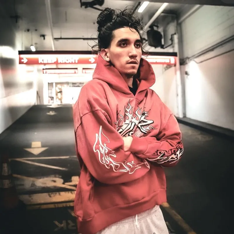 Hellstar Hoodie Retro Distressed Graffiti Fleece-lined