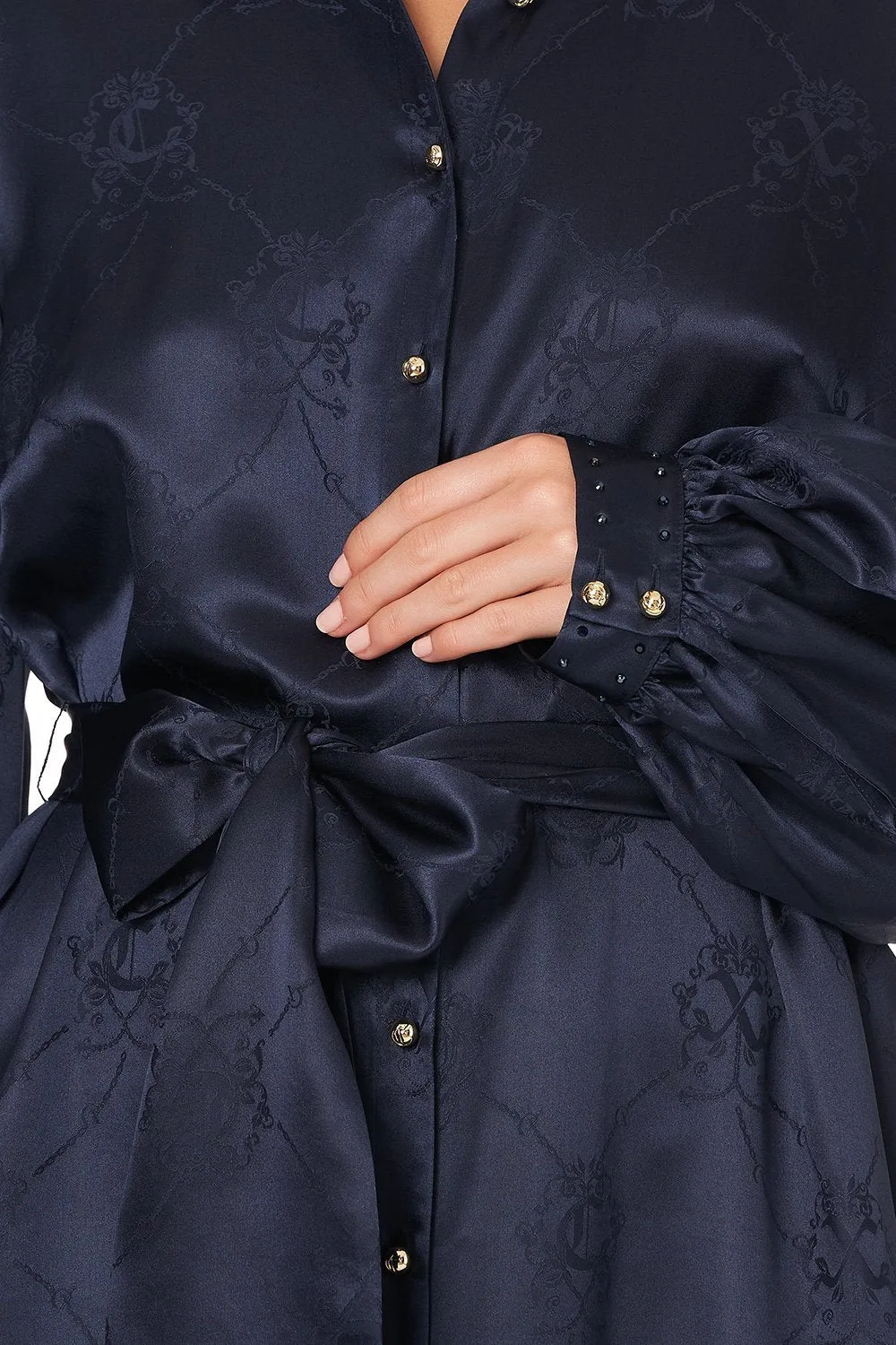 HIGH LOW MIDI SHIRT DRESS SOLID NAVY