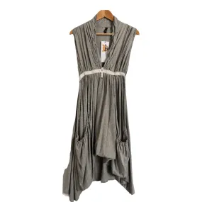 High Use 100% Jersey Cotton Cap Sleeve Midi Dress Grey Size S/M