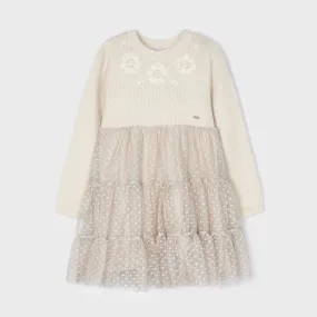 Ivory Knit and Tulle Dress