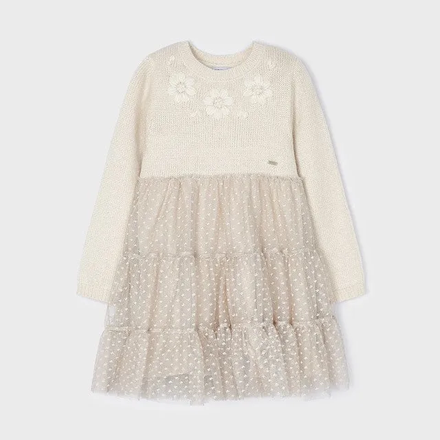 Ivory Knit and Tulle Dress