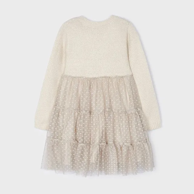 Ivory Knit and Tulle Dress