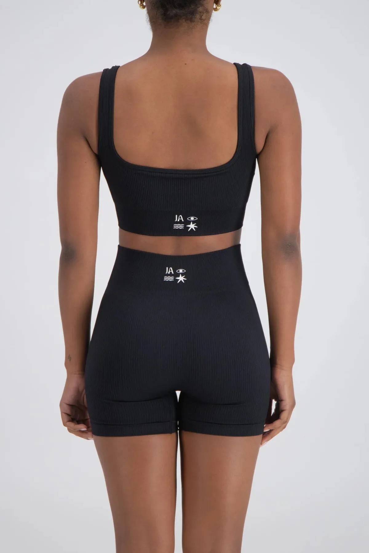 Jasmine Alexa Palermo Seamless Rib Knit Crop Top Black