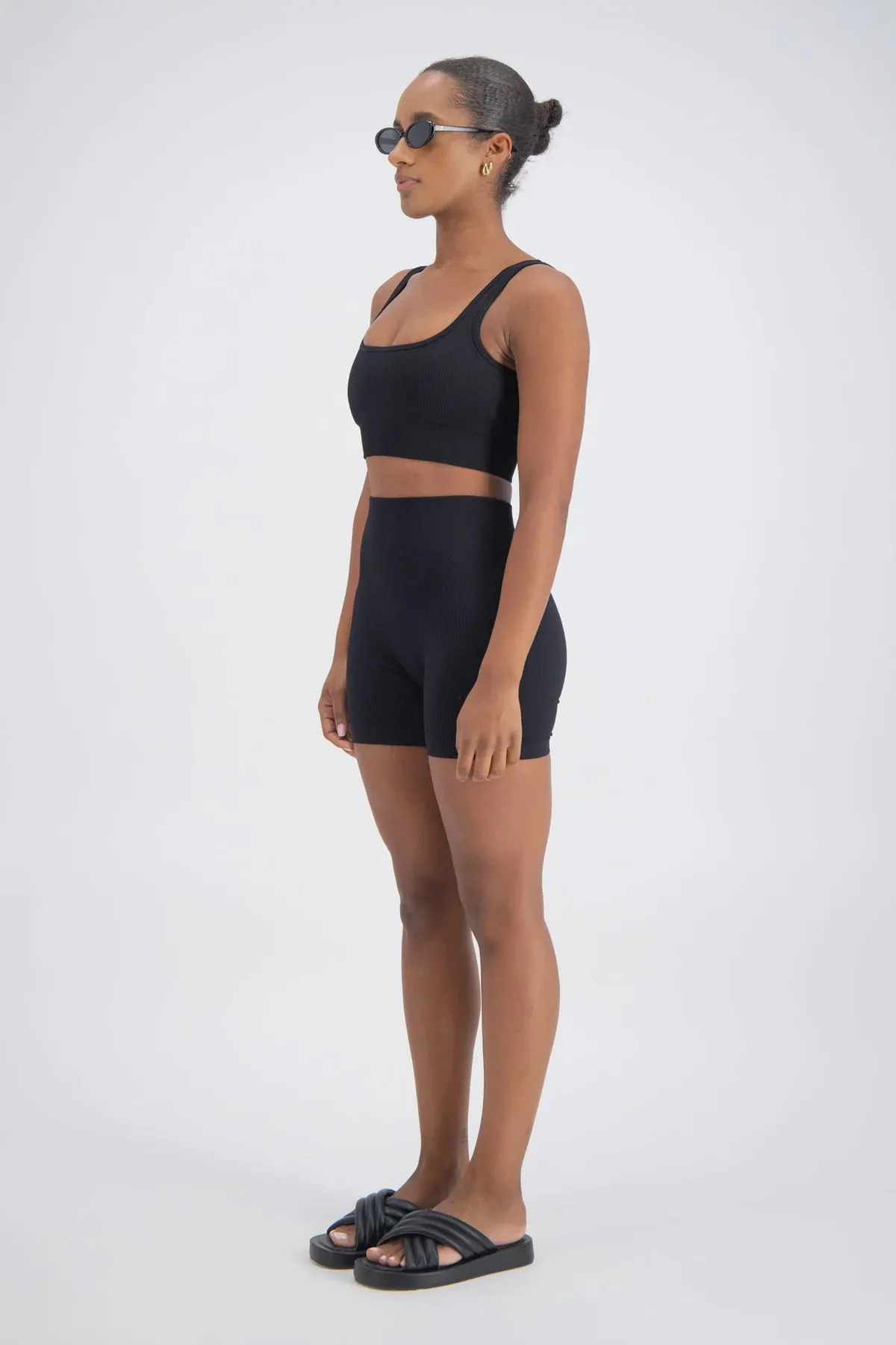 Jasmine Alexa Palermo Seamless Rib Knit Crop Top Black