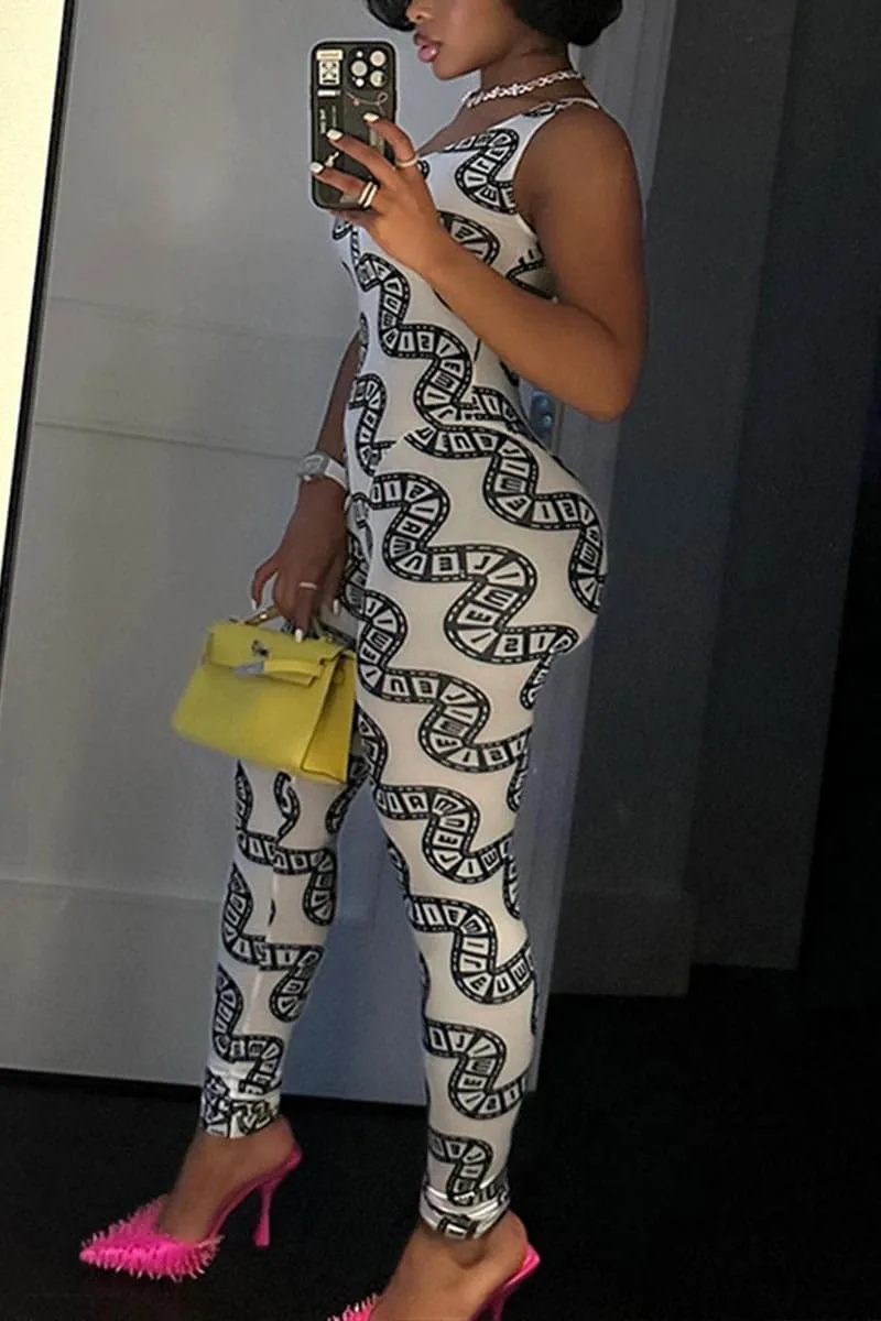 JC180 Sleeveless Graphic Jumpsuits