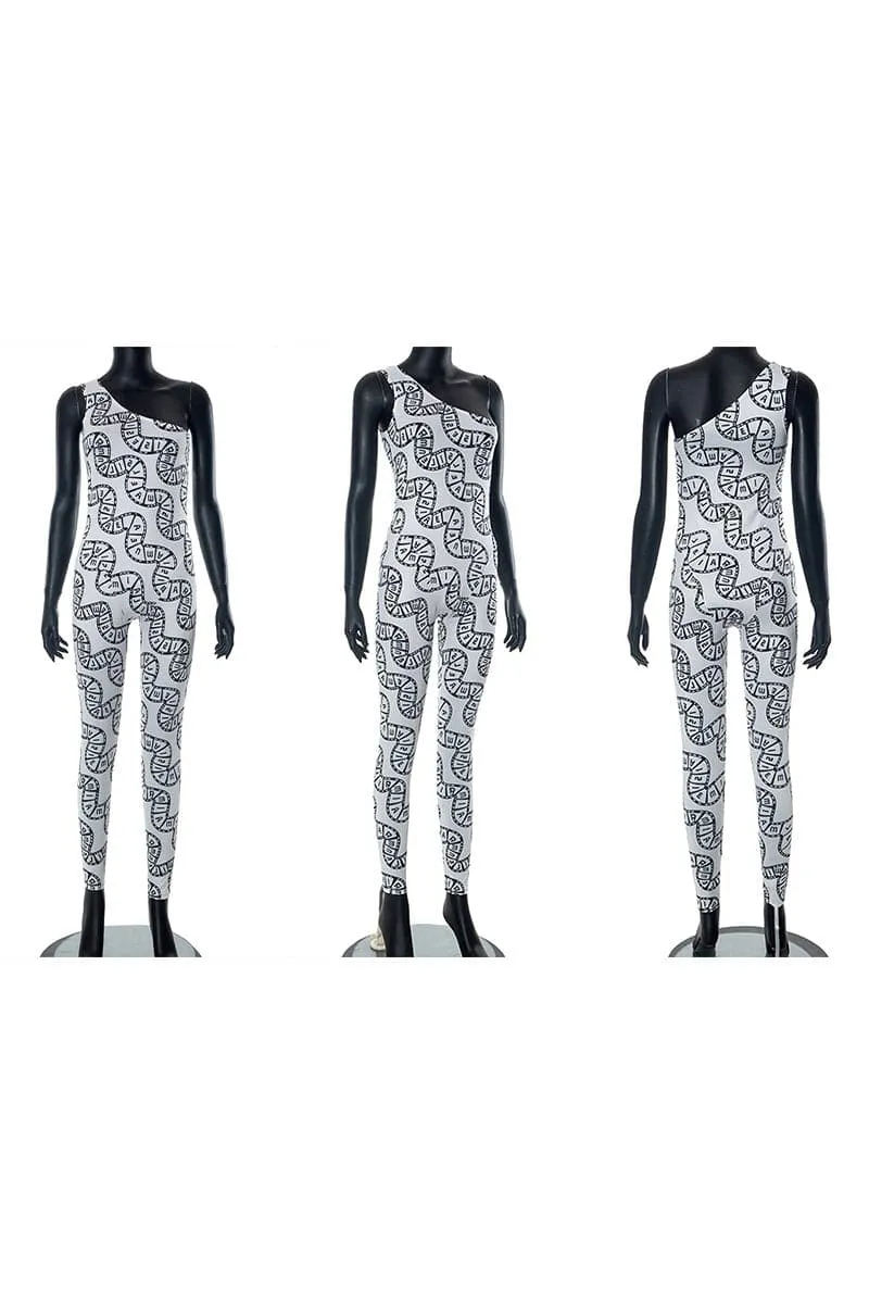 JC180 Sleeveless Graphic Jumpsuits