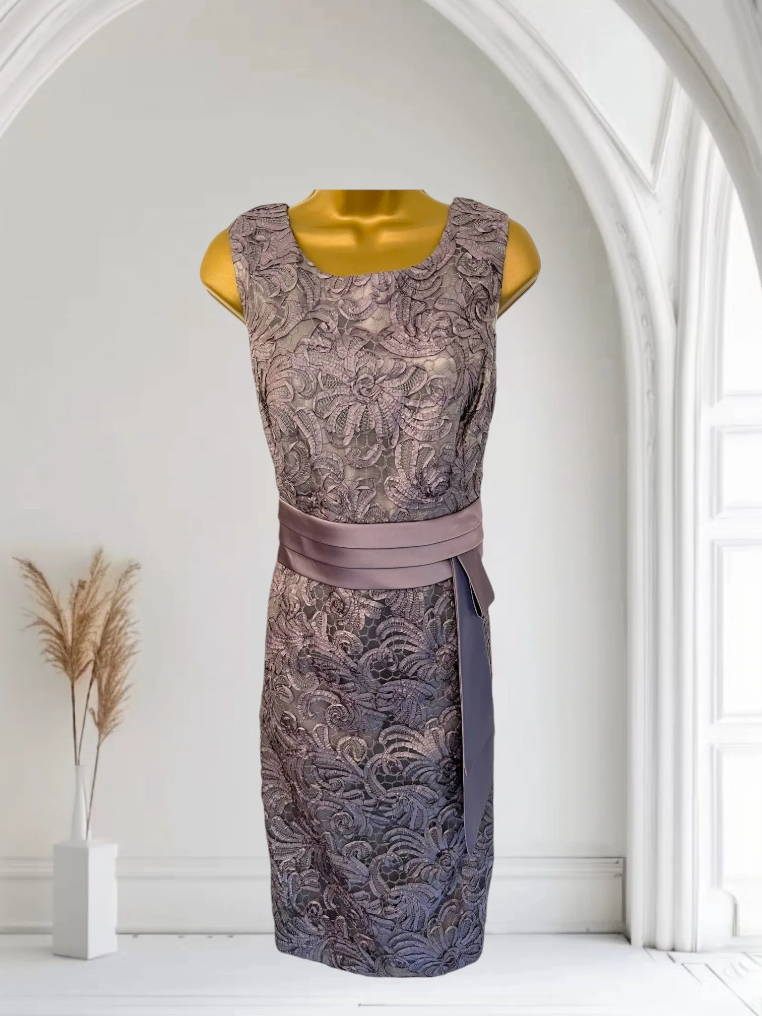 Kaliko Grey Tapework Sleeveless Occasion Dress UK 16  US 12 EU 44
