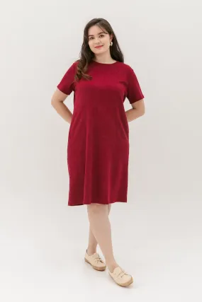 Kara Waffle Knit Midi Dress In Maroon