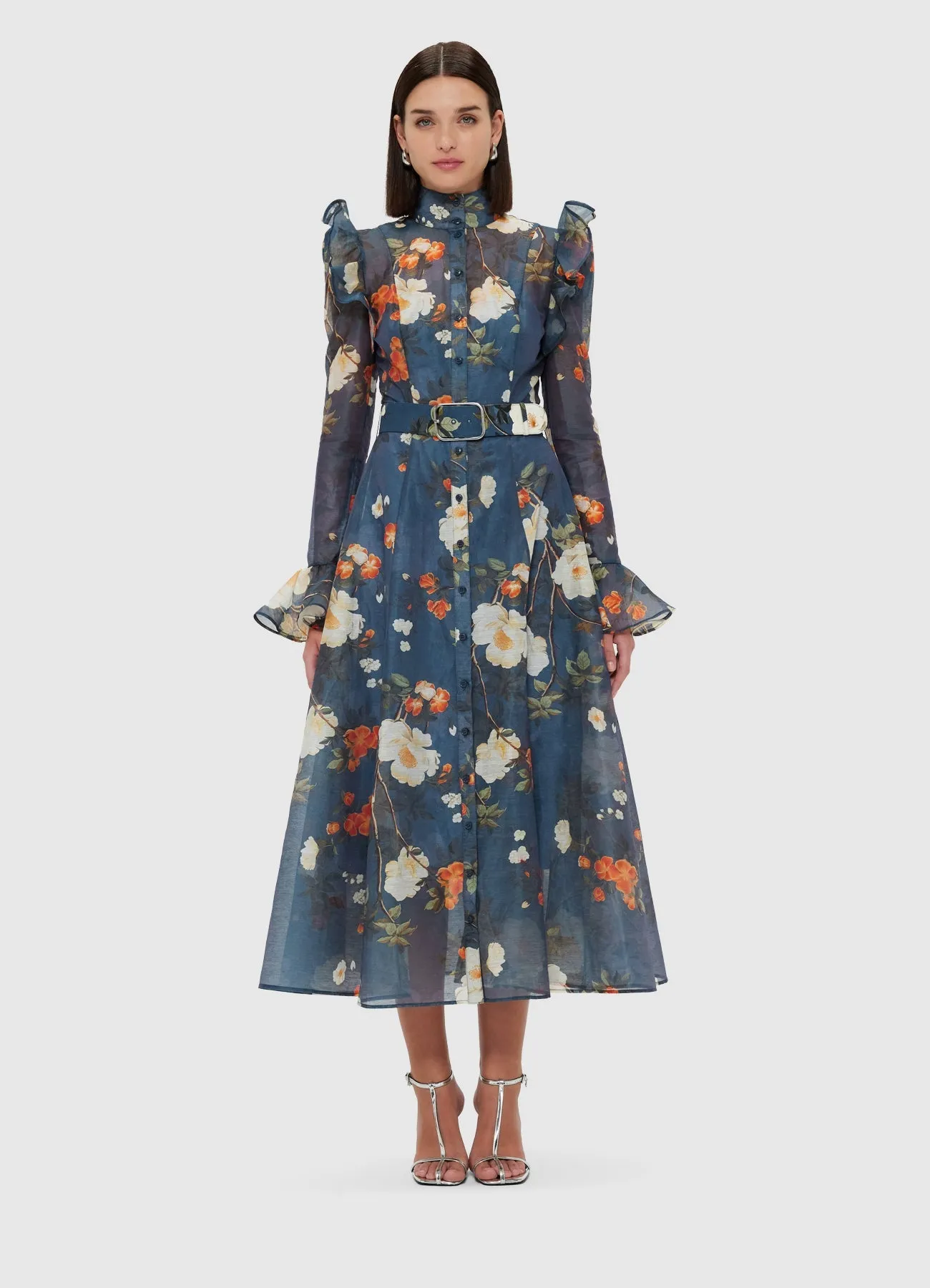 Katrina Butterfly Sleeve Midi Dress - Pear Blossom Print