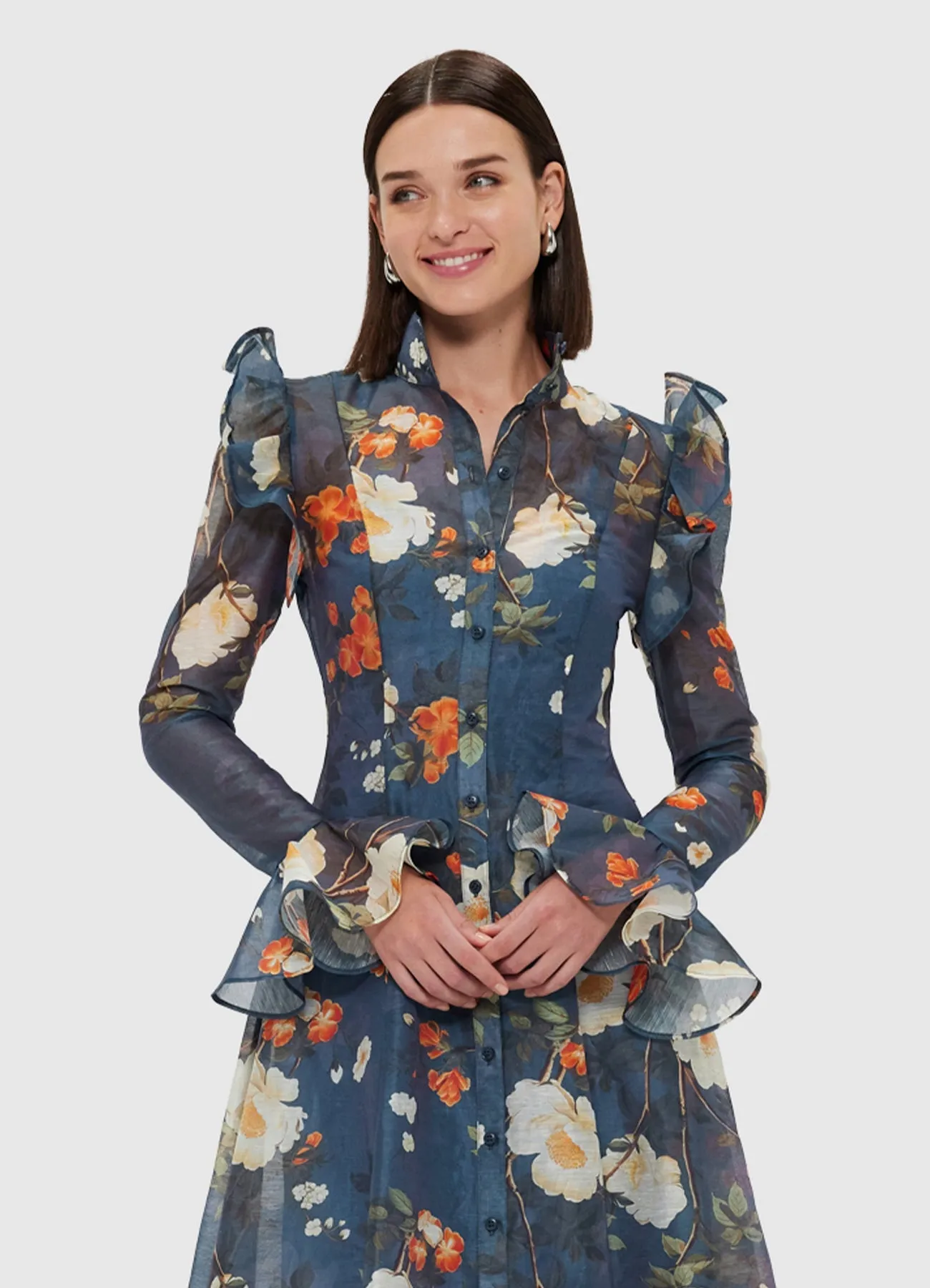 Katrina Butterfly Sleeve Midi Dress - Pear Blossom Print
