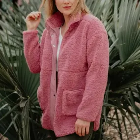 Katydid Mauve Oversized Sherpa Jacket