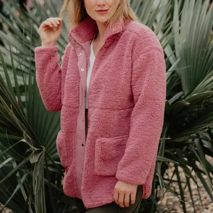 Katydid Mauve Oversized Sherpa Jacket