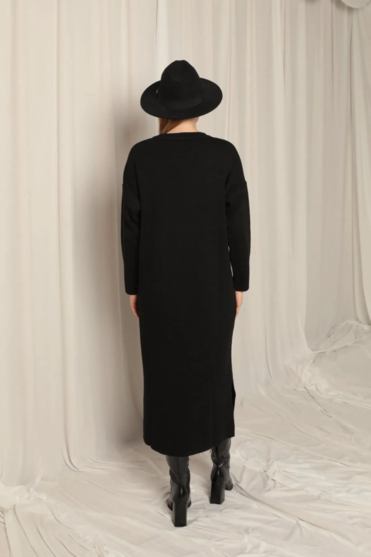 KKT Knit Fabric Turtleneck Black Dress - Framingham