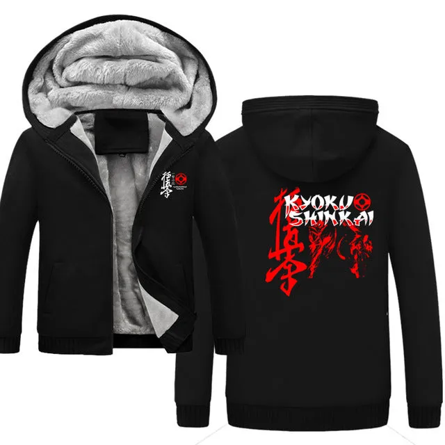 KYOKUSHINKAI KARATE winter men hoodies sportswear kanku and kanji