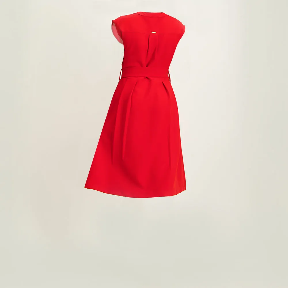 LADIES CIARRA RED SHIRT DRESS
