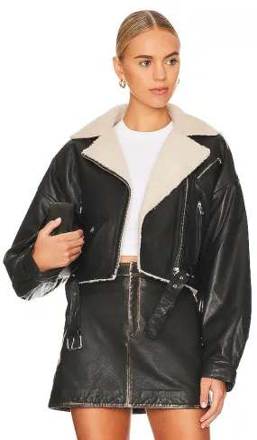 LAMARQUE Dylan Sherpa Moto Jacket in Black