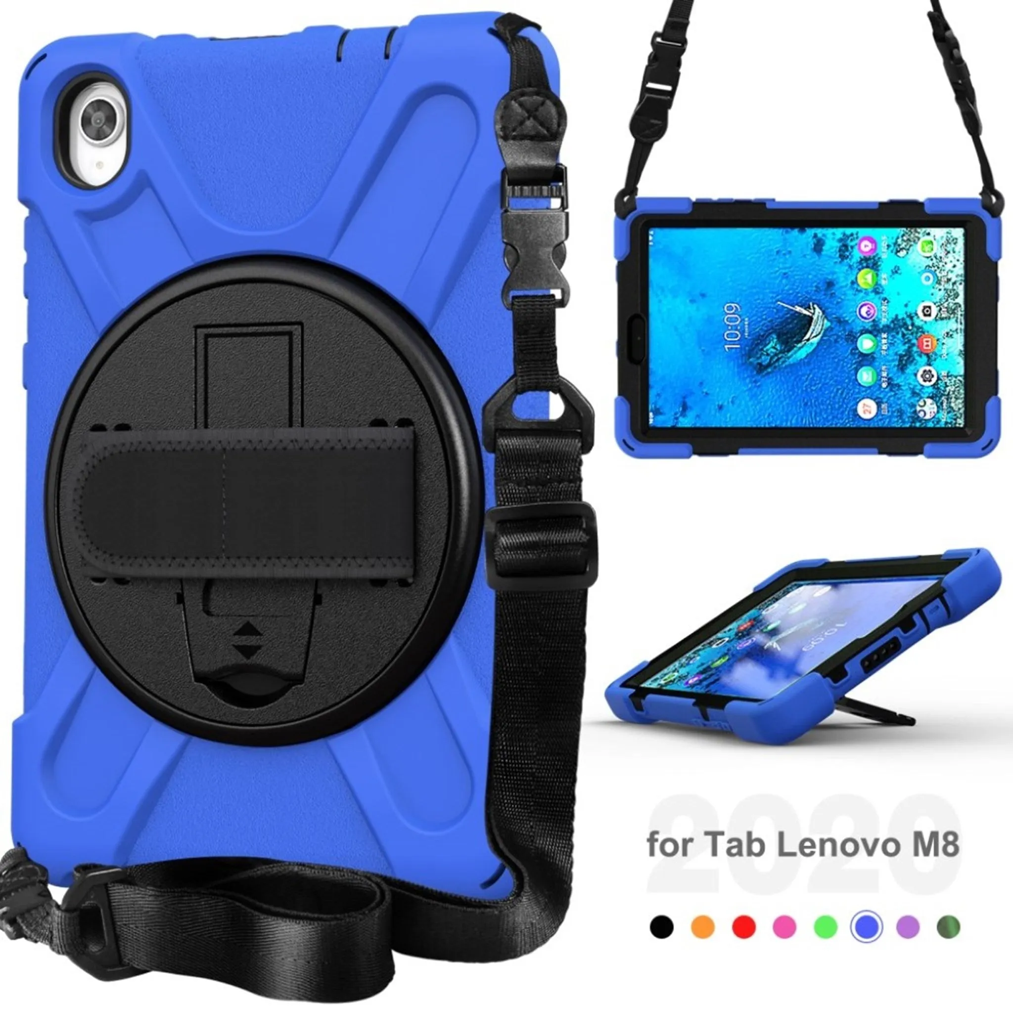Lenovo Tab M8 360 swivel silicone case - Blue