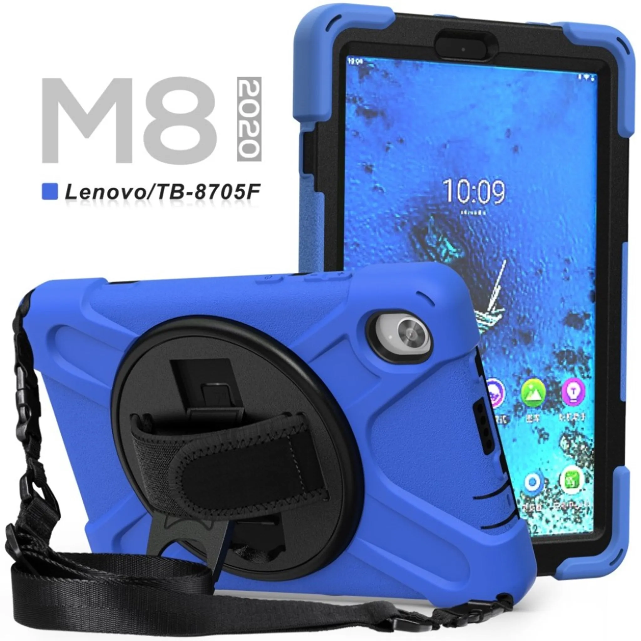 Lenovo Tab M8 360 swivel silicone case - Blue
