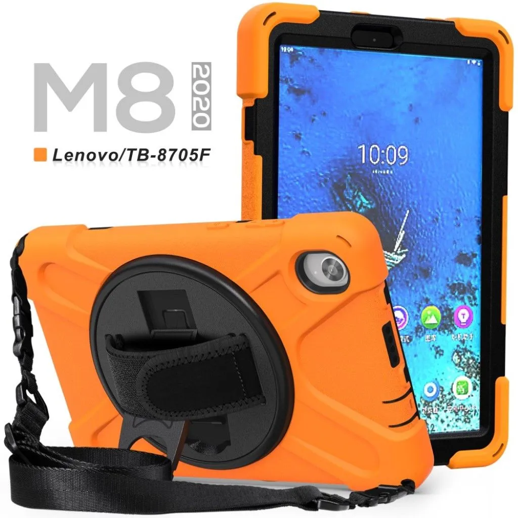 Lenovo Tab M8 360 swivel silicone case - Orange