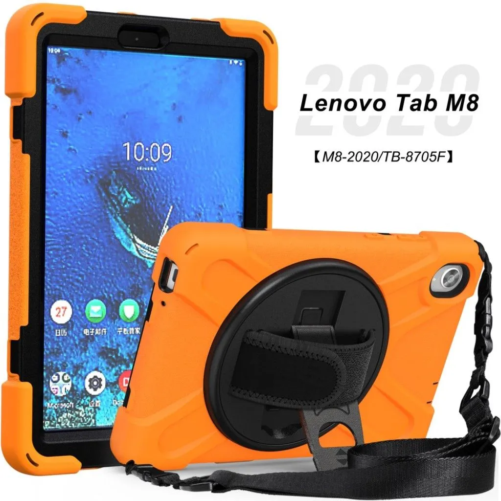 Lenovo Tab M8 360 swivel silicone case - Orange