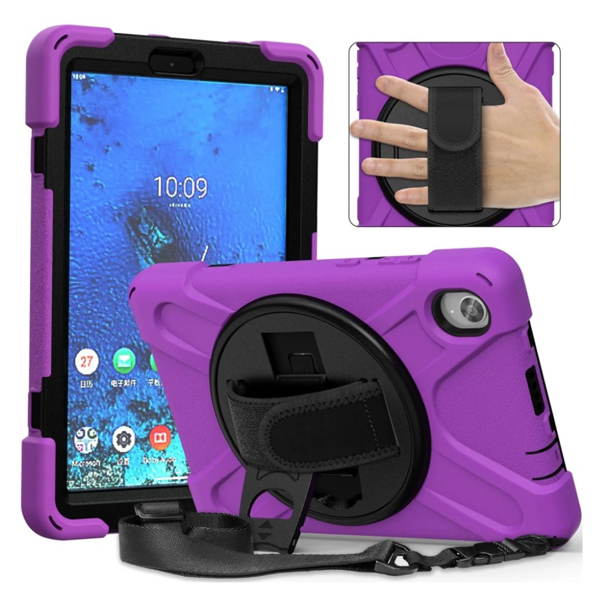 Lenovo Tab M8 360 swivel silicone case - Purple