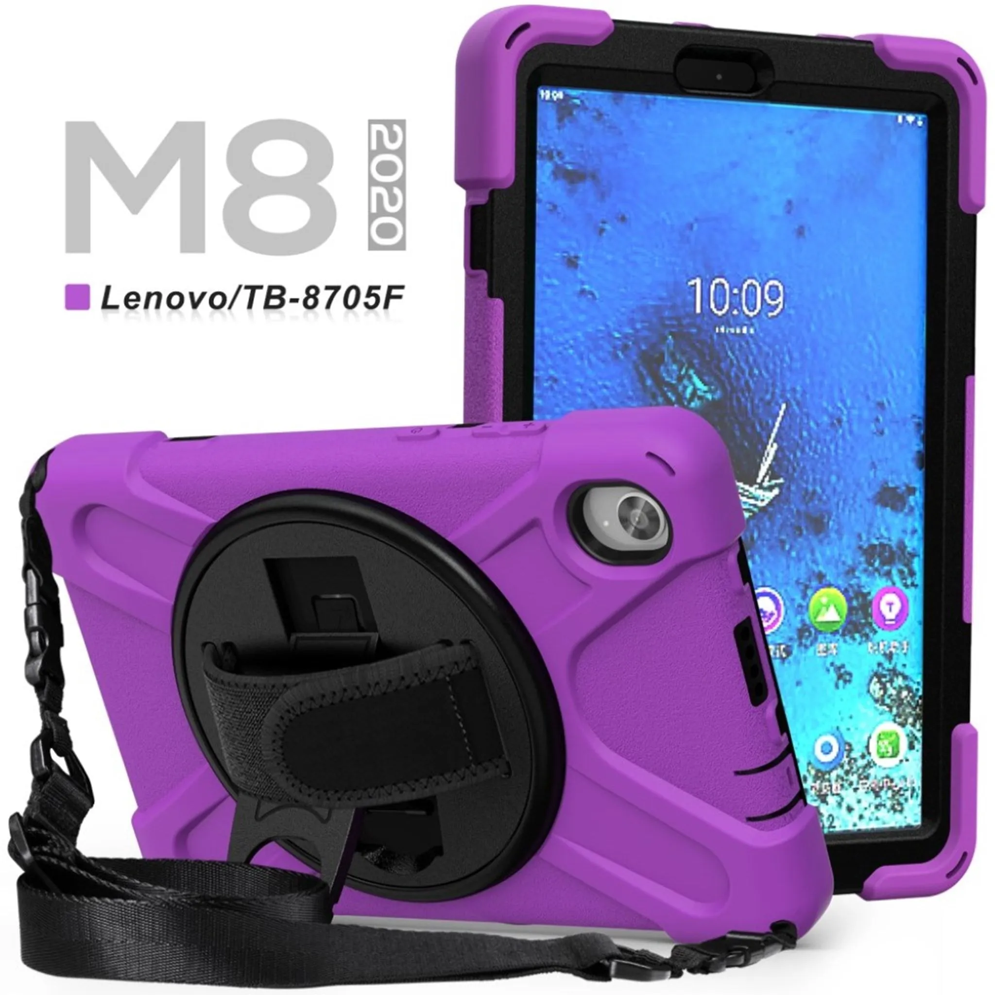 Lenovo Tab M8 360 swivel silicone case - Purple