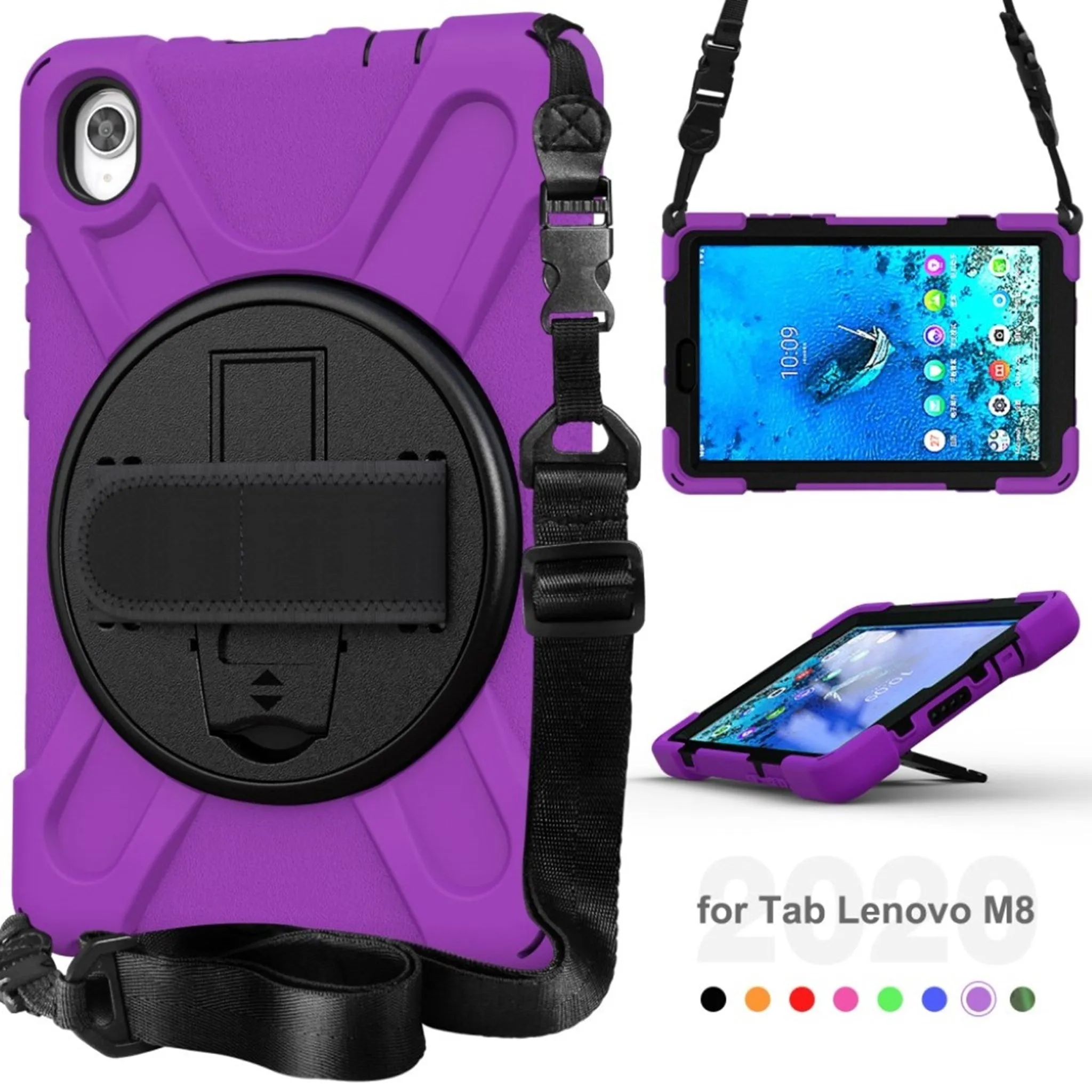 Lenovo Tab M8 360 swivel silicone case - Purple