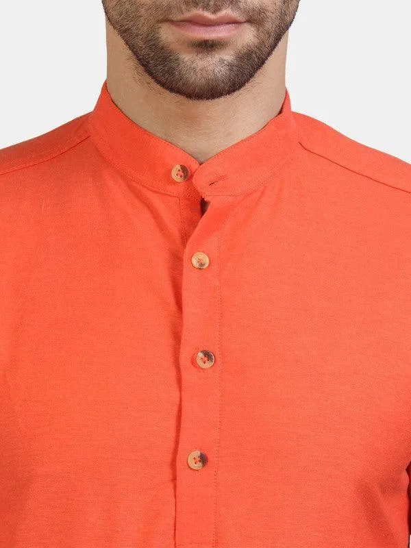 Life Roads full sleeve casualdark Orange cotton shirt for Men and boys
