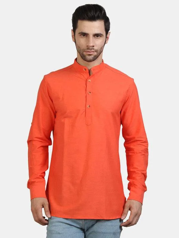 Life Roads full sleeve casualdark Orange cotton shirt for Men and boys