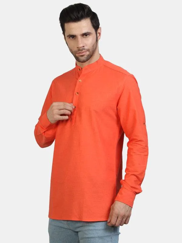 Life Roads full sleeve casualdark Orange cotton shirt for Men and boys