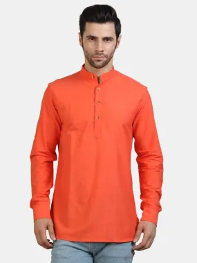 Life Roads full sleeve casualdark Orange cotton shirt for Men and boys