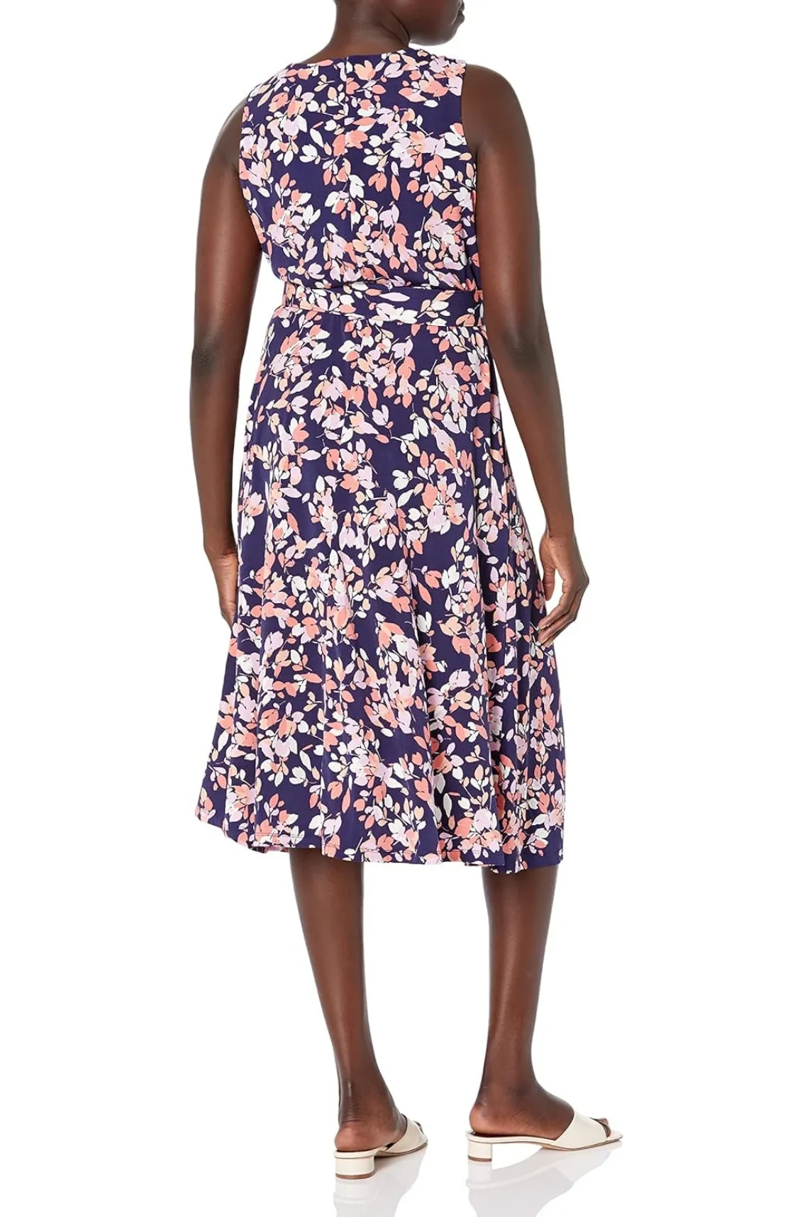 London Times Matte Jersey Sleeveless Keyhole Belted Midi Dress