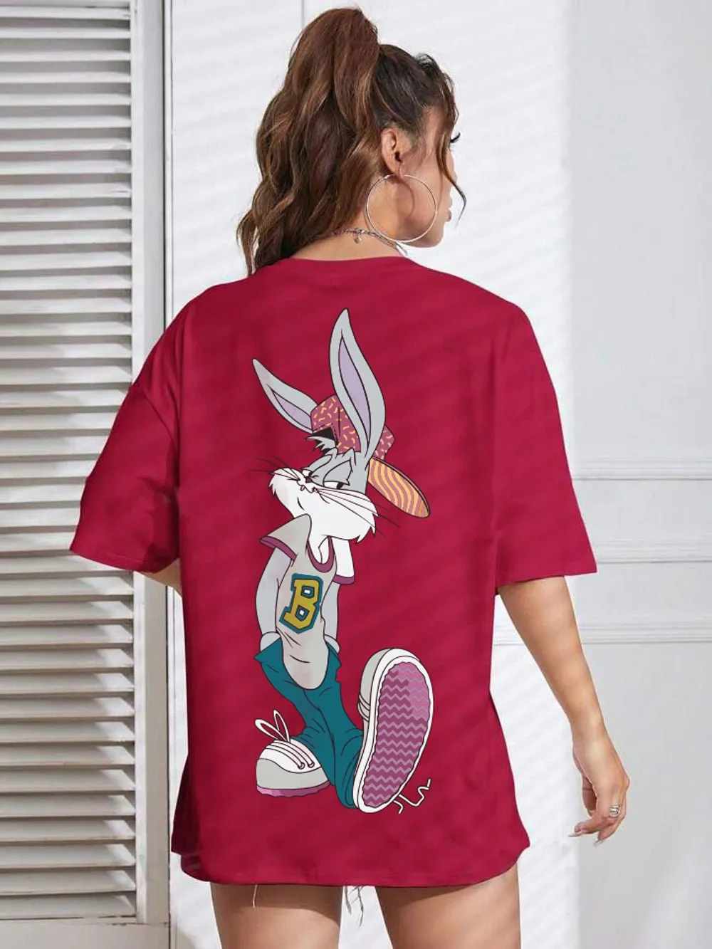 Looney Tunes: Bunny Stay Cool Graphic Printed Womens Drop Shoulder T-shirt Legacy Boutiques Dhaka