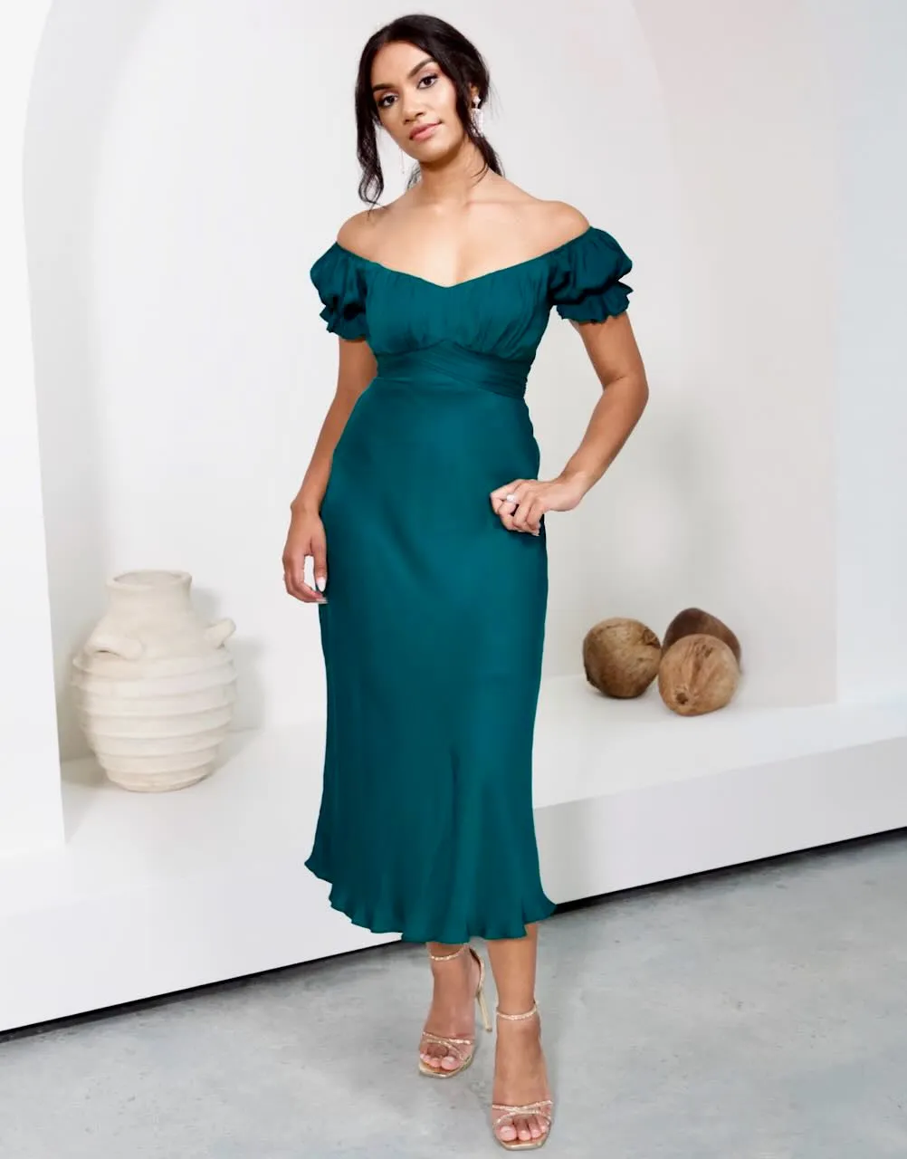 Masie Midi Dress - Forest Green