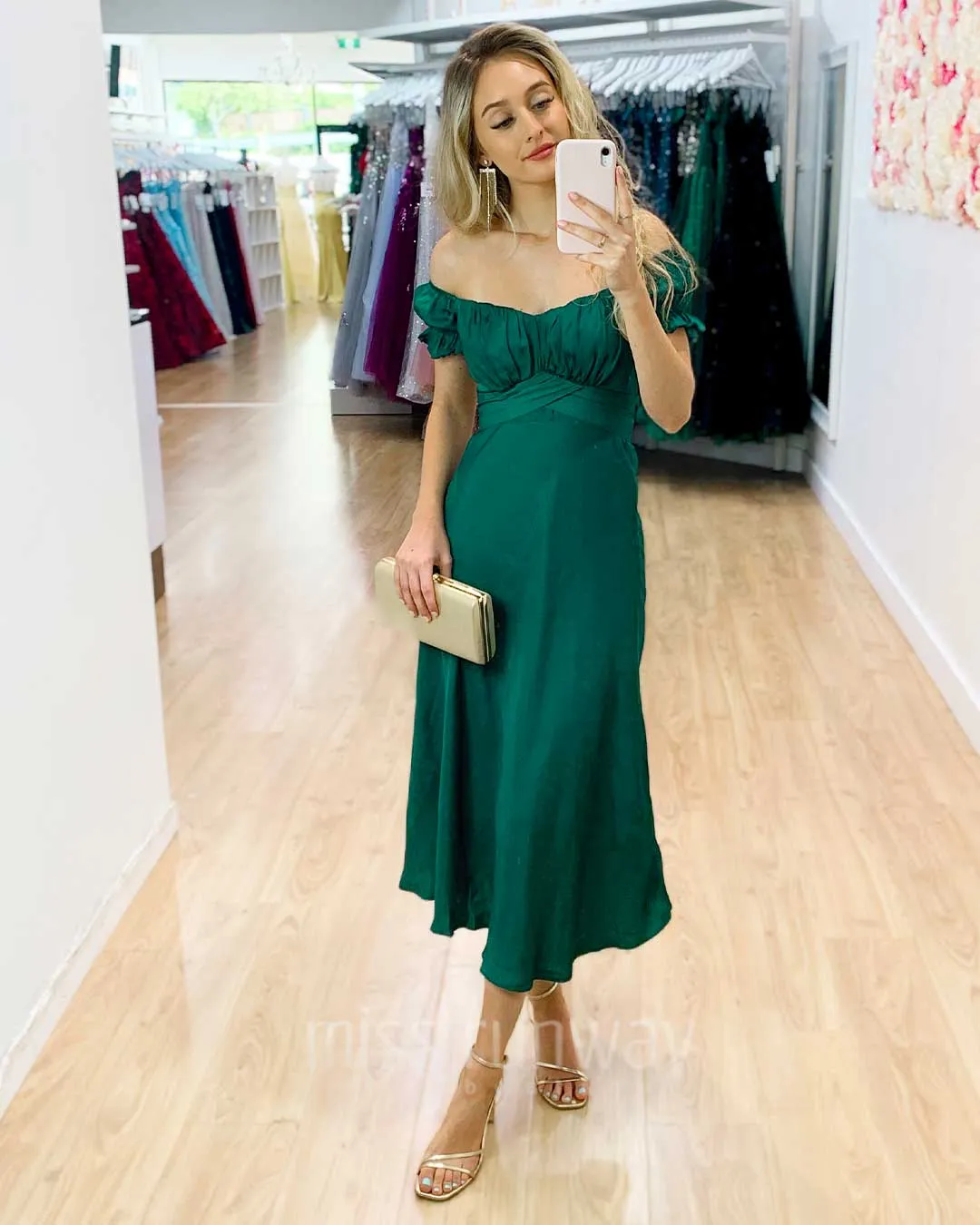 Masie Midi Dress - Forest Green